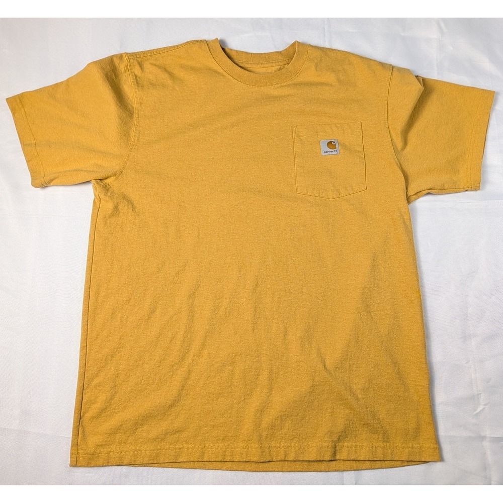 Carhartt Mens Pocket‎ T-Shirt Large Original Fit Mustard Yellow Short Sleeve Tee